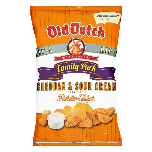 Old Dutch Cheddar & Sour Cream Flavored RIP-L Potato Chips Family Pack