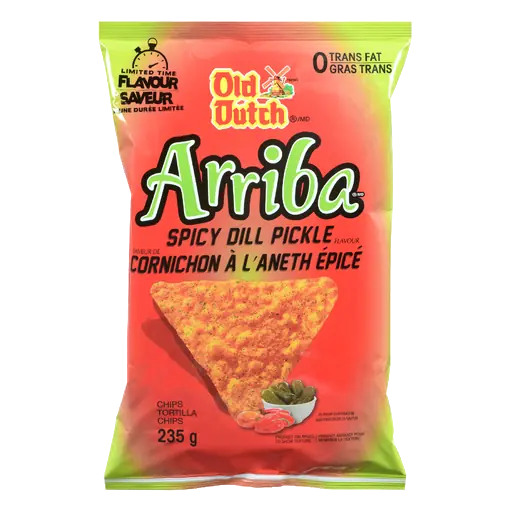 Old Dutch Arriba Tortilla Chips Spicy Dill Pickle 235 g