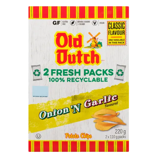 Gluten-Free Potato Chips Onion & Garlic 220 g