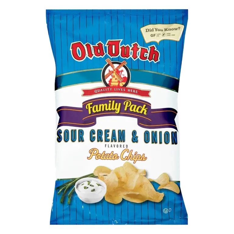 Old Dutch Sour Cream & Onion Flavored Potato Chips, 9.5oz