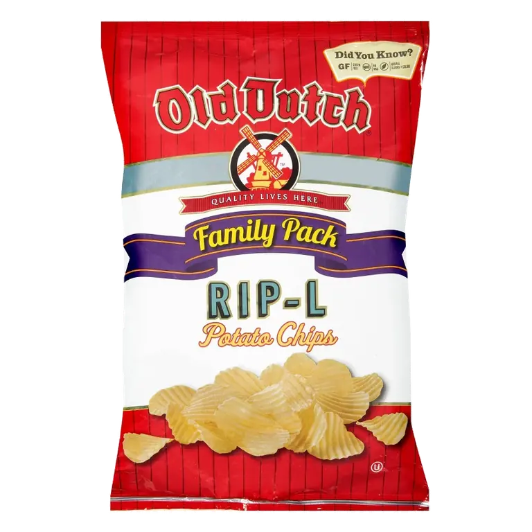 Old Dutch Pack Rip-L Potato Chip 10oz: Gluten-Free, No Preservatives, No Artificial Flavors