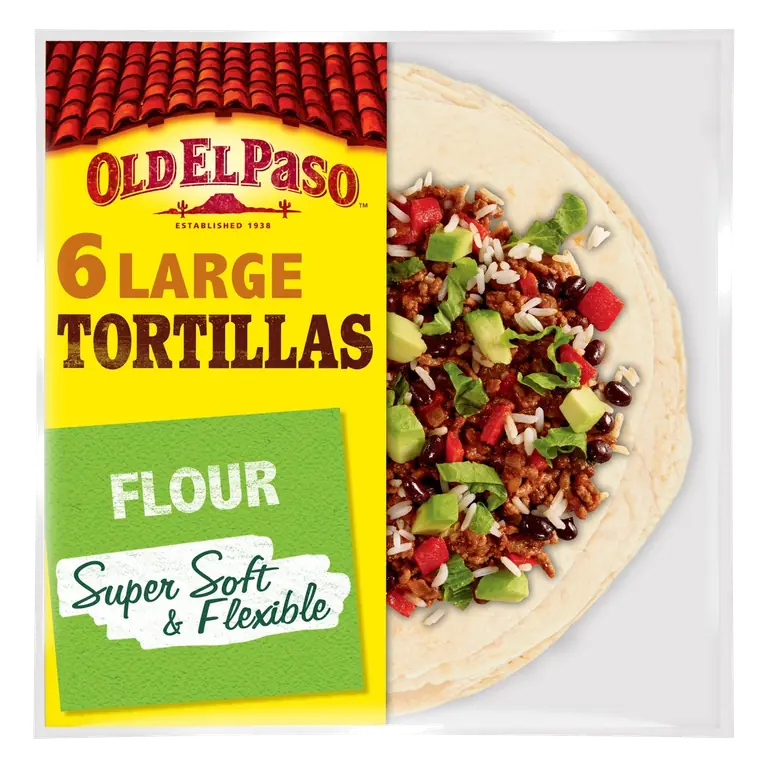 6 Large Super Soft Flour Tortilla Wraps