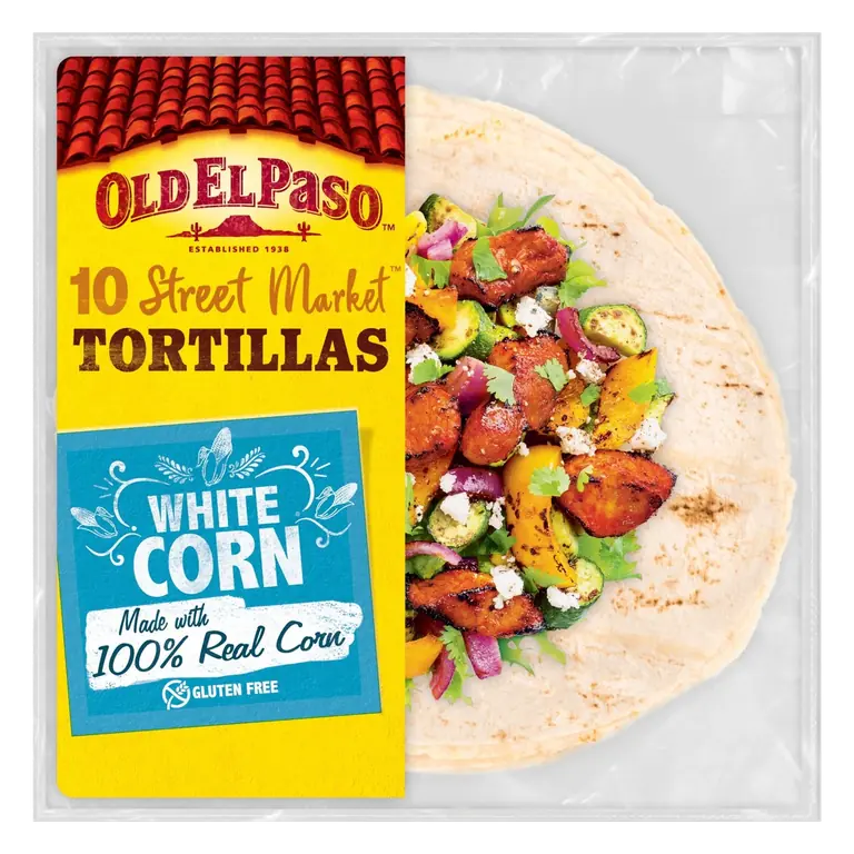 Gluten Free 10 White Corn Tortilla Wraps 208g
