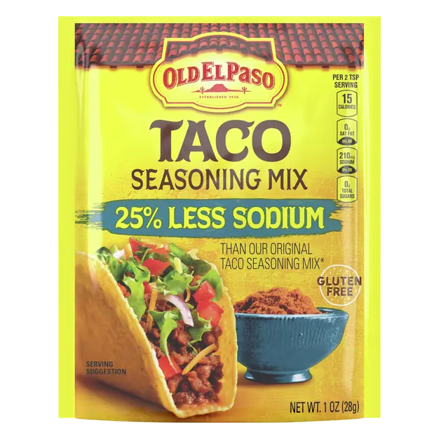 Gluten Free 25% Less Sodium Taco Seasoning Mix Packet