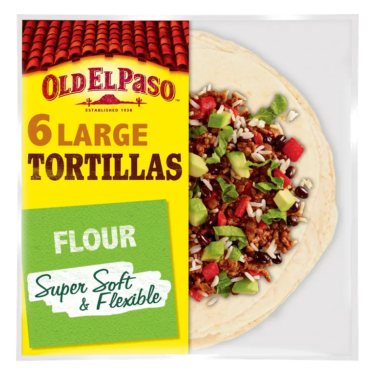 Old El Paso Large Super Soft Flour Tortillas Wraps 6 Pack 350G