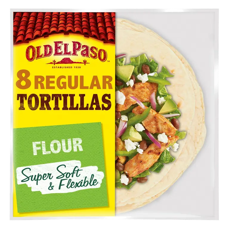 Mexican Regular Soft Flour Tortilla Wraps x8 326g