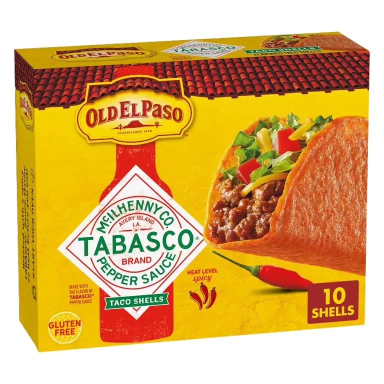 Old El Paso Gluten Free Tabasco Flavored Taco Shells, 5.4oz/10ct: Vegan, No Artificial Flavors