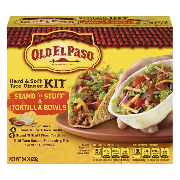 Stand 'N Stuff Hard & Tortilla Bowls Taco Dinner Kit - 8 ct
