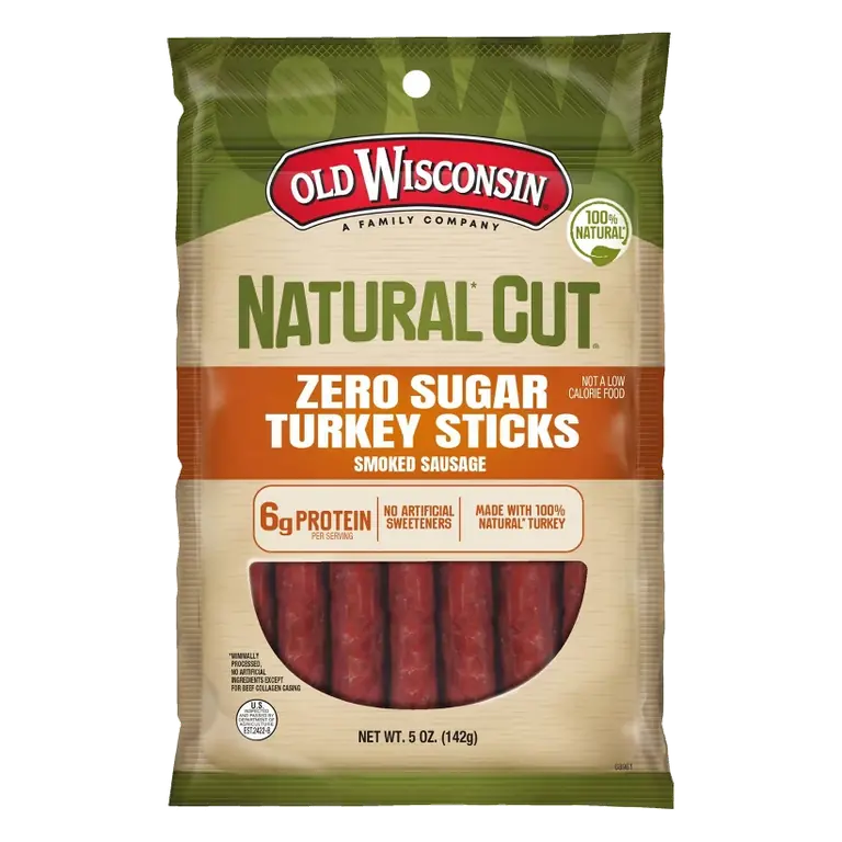 Old Wisconsin Cut Meat Turkey Sticks, 5oz: Smoked, 6g Protein