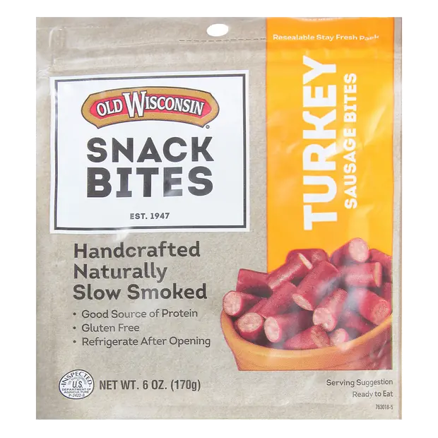 Snack Bites Turkey Sausage, Hardwood-Smoked