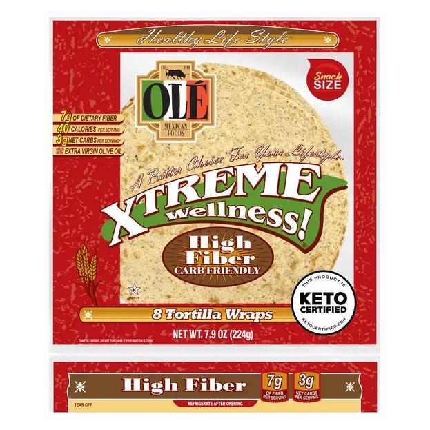 Ole Xtreme Wellness High Fiber Keto Tortillas Snack Size 5.5 Inch - 8 ct