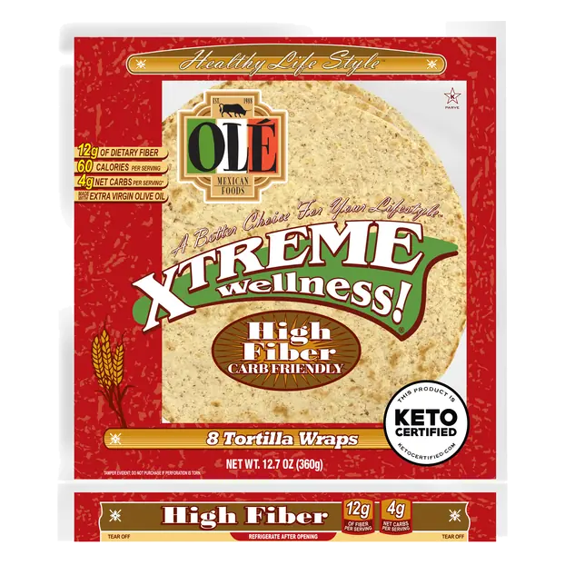 Ole Xtreme Wellness Keto High Fiber Carb Lean Tortilla Wraps - 8 ct