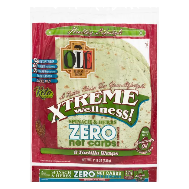 Xtreme Wellness! Spinach & Herbs Tortilla Wraps - 8 ct