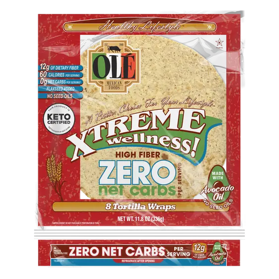 Ole Mexican Foods Xtreme Wellness! Zero Tortilla Wraps, 8Ct