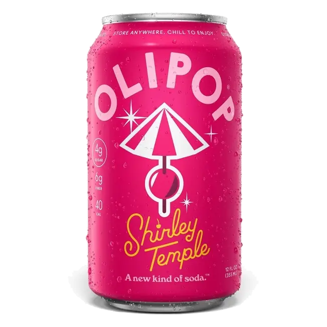 OLIPOP 6g Fiber Prebiotic Soda, Shirley Temple, 12 fl oz Can
