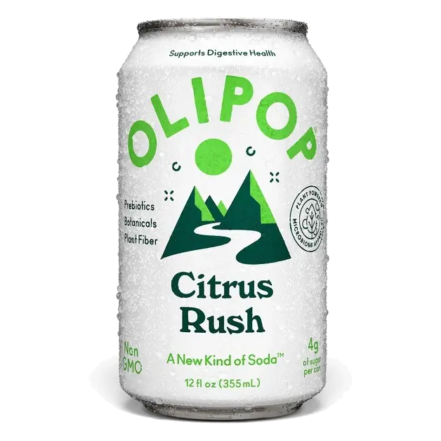 OLIPOP 9g Fiber Prebiotic Soda Citrus Rush, 12 fl oz: Caffeinated