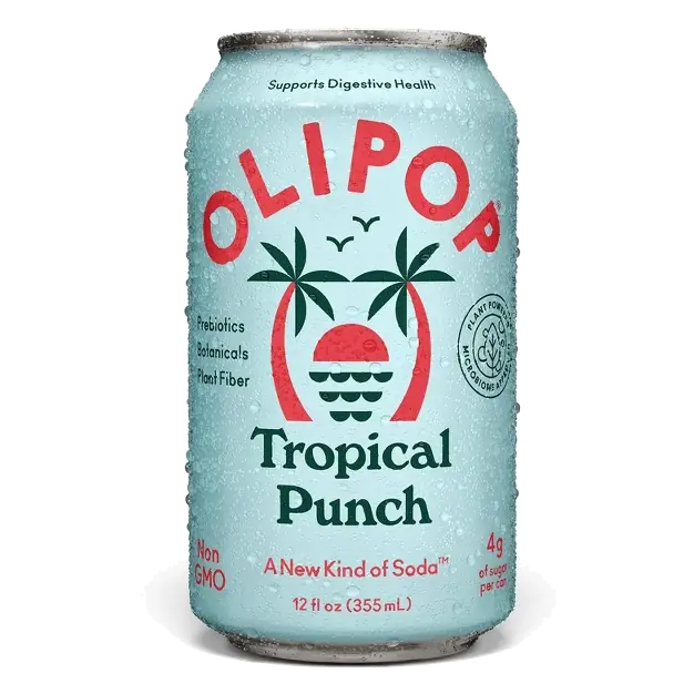 OLIPOP 9g Fiber Prebiotic Soda Tropical Punch, 12 fl oz Can