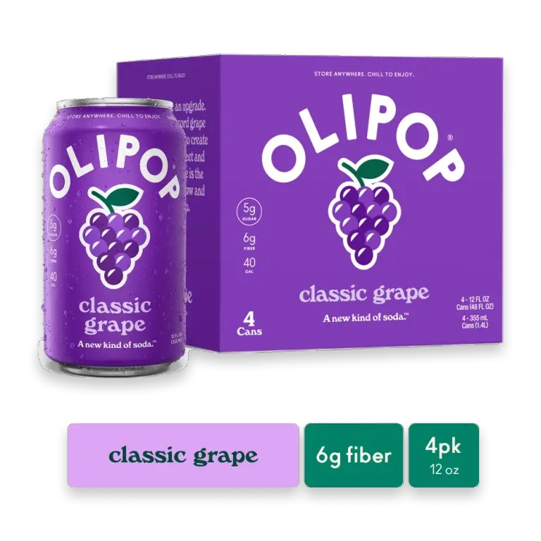 Classic Grape Prebiotic Soda Cans, Shelf Stable