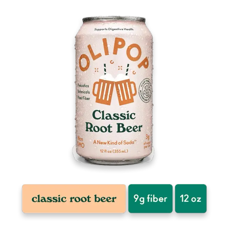 Classic Root Beer Prebiotic Soda Can, Refrigerated