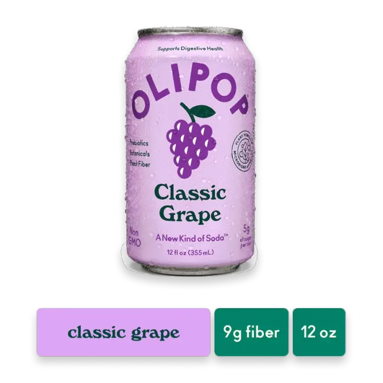 Grape Prebiotic Soda Can, Refrigerated