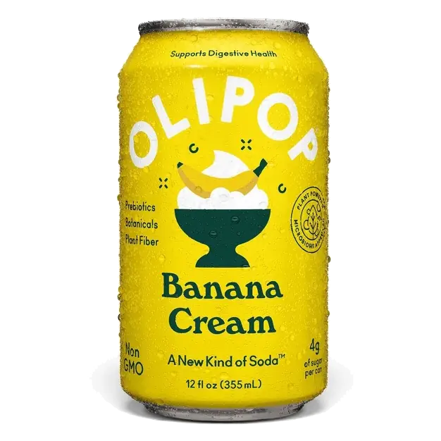 OLIPOP 9g Fiber Prebiotic Soda Banana Cream, 12 fl oz: Non-Caffeinated