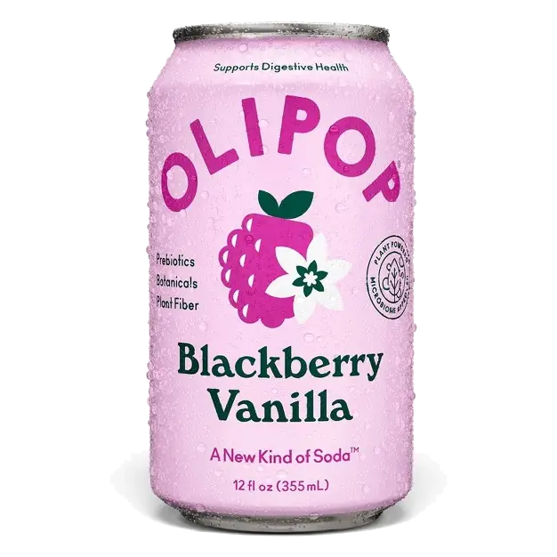 OLIPOP 9g Fiber Prebiotic Soda Blackberry Vanilla, 12 fl oz Can