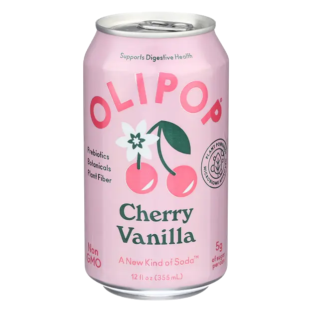 OLIPOP 9g Fiber Prebiotic Soda Cherry Vanilla, 12 fl oz Can
