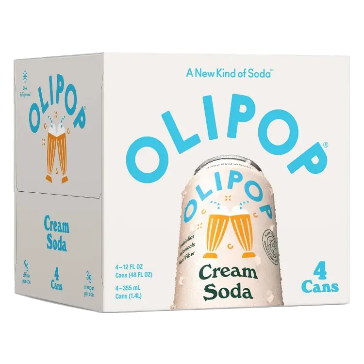 OLIPOP 9g Fiber Prebiotic Soda Cream Soda 12 fl oz, 4pk/ 12 fl oz Cans