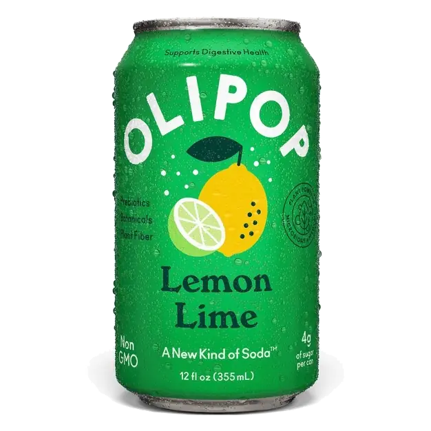 OLIPOP 9g Fiber Prebiotic Soda Lemon Lime, 12 fl oz: Non-Caffeinated