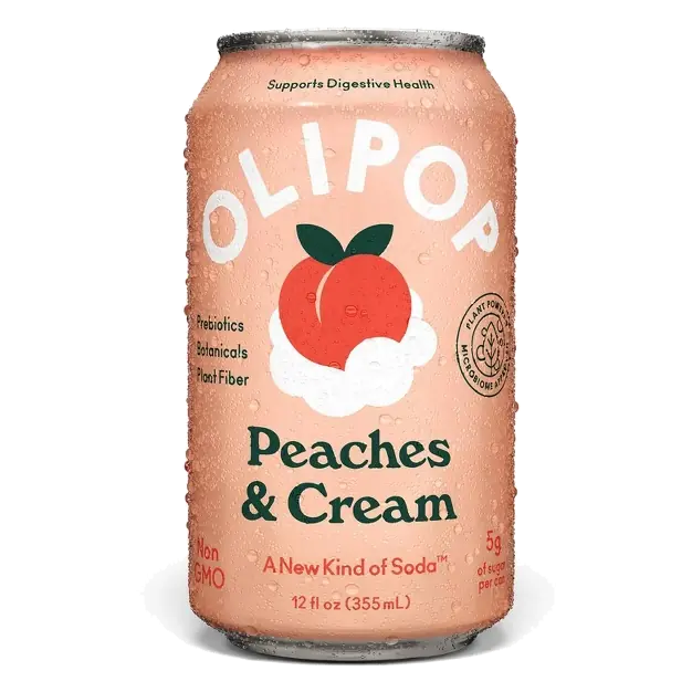 OLIPOP 9g Fiber Prebiotic Soda Peaches & Cream, 12 fl oz