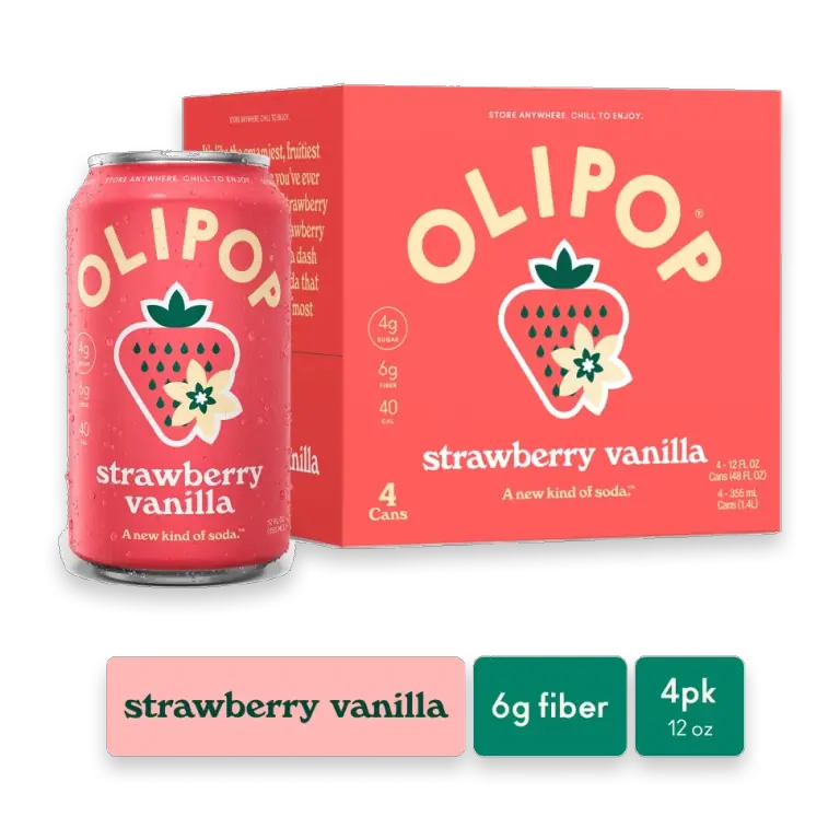 Strawberry Vanilla Prebiotic Soda Cans, Shelf Stable