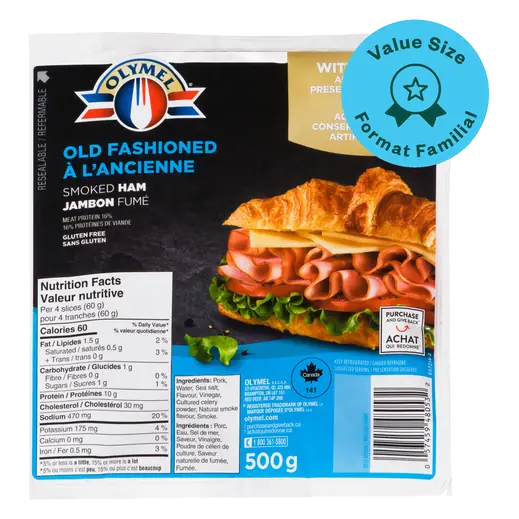 Gluten-Free Smoked Ham Shaved Old Fashioned Value Size 500 g