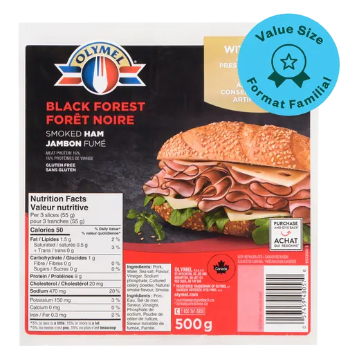 Gluten-Free Black Forest Shaved Ham Value Size 500 g