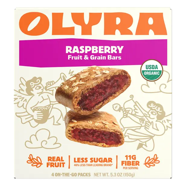 Organic Raspberry Filled w/Prebiotics Breakfast Bars Biscuits - 4 ct