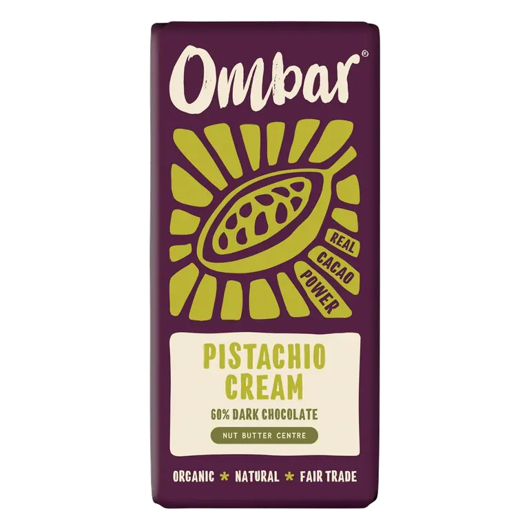 Ombar 70g Pistachio Cream 60% Dark Chocolate Bar