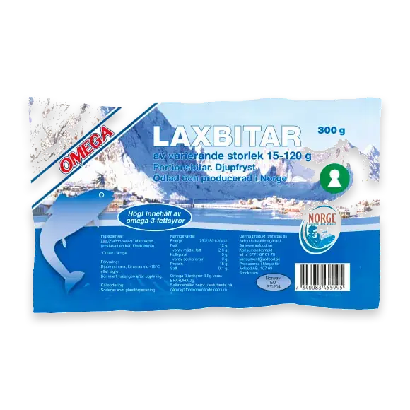 Laxbitar Fryst