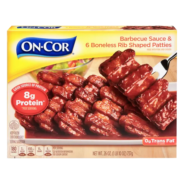 Boneless Rib Shaped Patties & Barbecue Sauce - 6 ct Frozen Meal