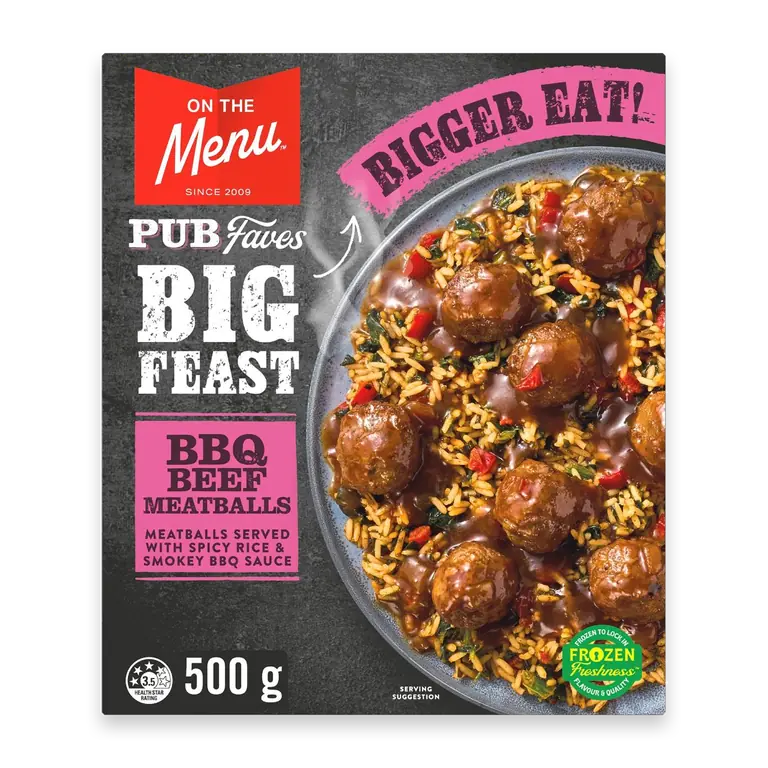Big Feast BBQ Meatballs With Spicy Rice Frozen Meal