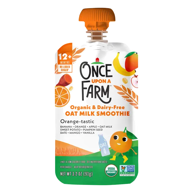 Once Upon a Farm Oat Milk Smoothie Orange-tastic Organic Snack Pouch, 3.2oz