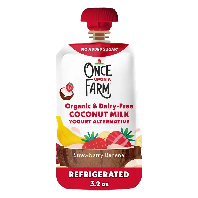 Once Upon a Farm Organic & Dairy Free Coconut Yogurt Strawberry Banana Baby Food Pouch, 3.2oz