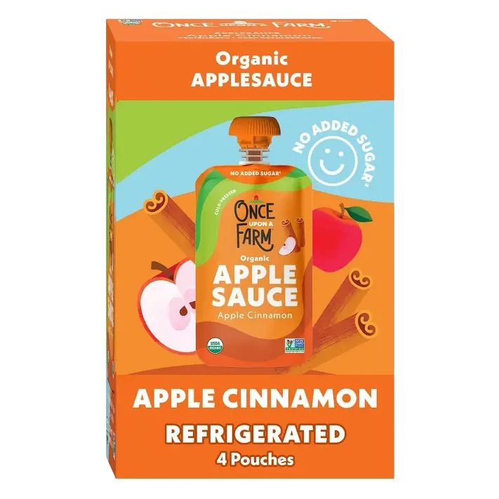 Once Upon a Farm Organic Apple Cinnamon Applesauce, 12.8oz/4pk
