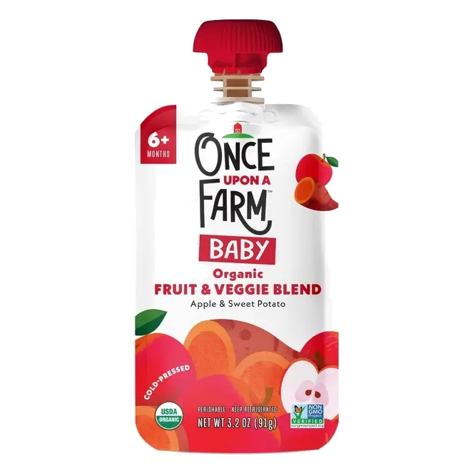 Once Upon a Farm Organic Baby Apple & Sweet Potato Baby Food Pouch, 3.2oz