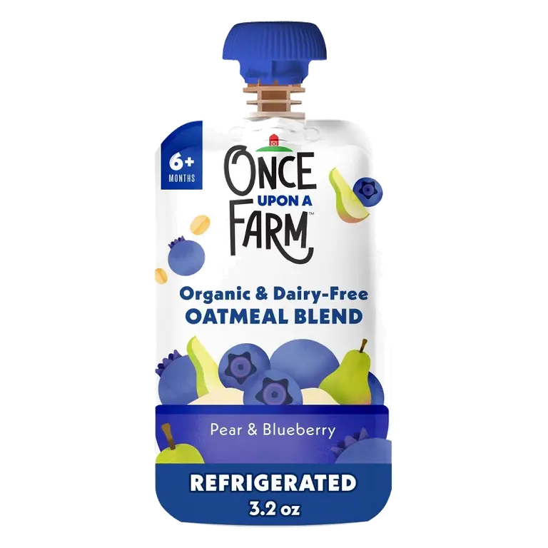 Once Upon a Farm Organic Baby Pear & Blueberry Oatmeal Baby Food Pouch, 3.2oz