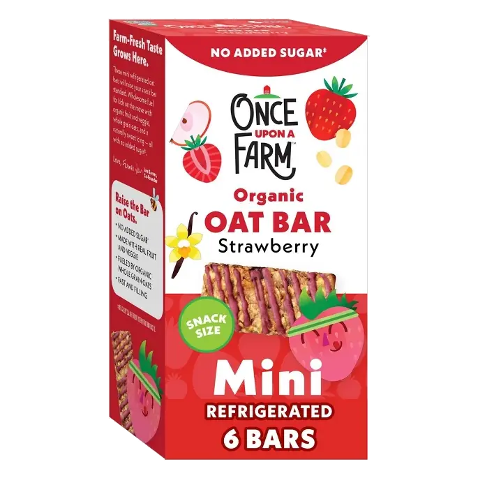 Once Upon a Farm Organic Strawberries Mini Oat Snack Bars, 4.7oz/6pk