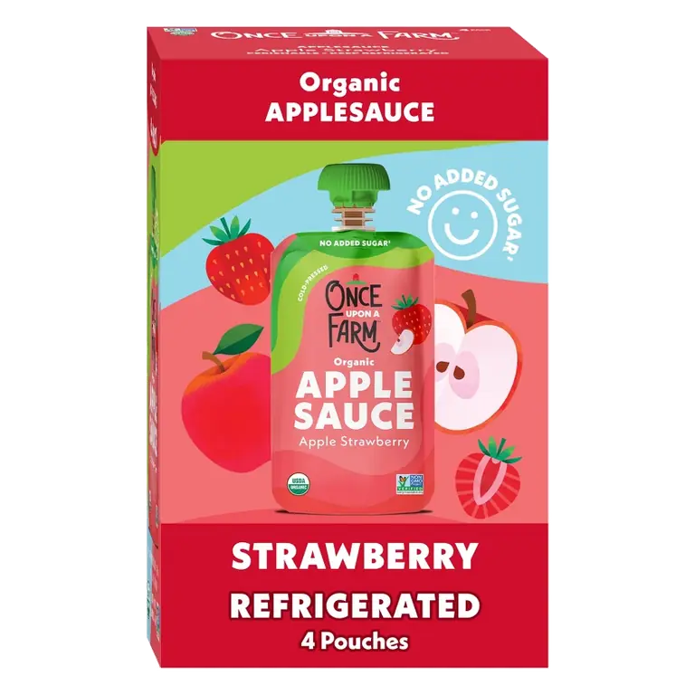 Once Upon A Farm Organic Strawberry Applesauce, 12.8oz/4ct