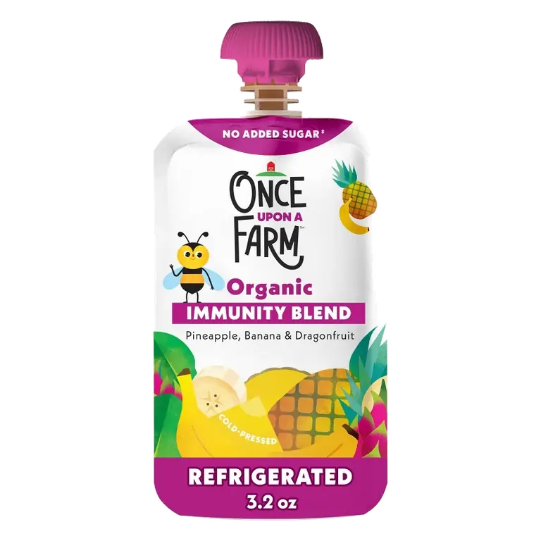 Once Upon a Farm Organic Pineapple, Banana & Dragon Fruit Immunity Blend ' Snack, 3.2oz