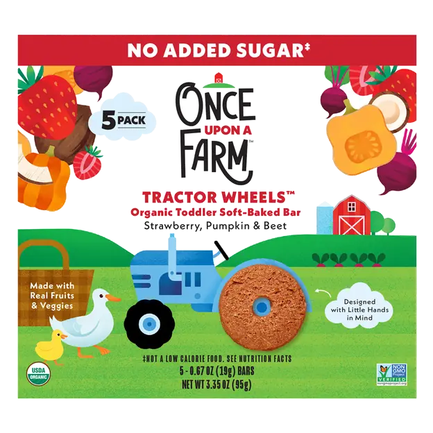 Organic Strawberry/Pumpkin/Beet Tractor Wheels Bars 5 ct