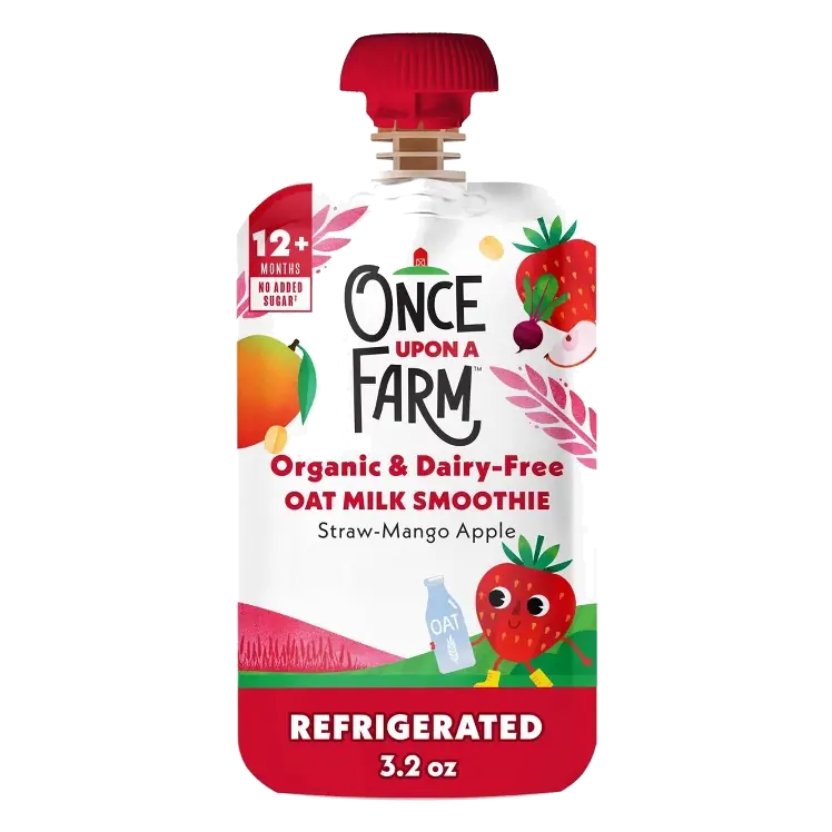 Once Upon a Farm Organic Toddler Oat Milk Smoothie Straw-Mango Apple Baby Food Pouch, 3.2oz