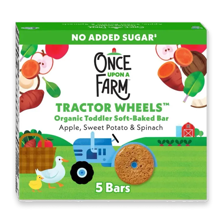 Organic Tractor Wheels Toddler Bar, Apple, Sweet Potato & Spinach 5 Count