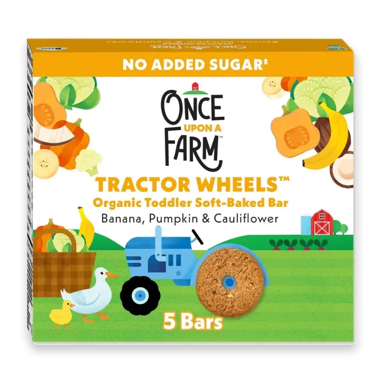 Organic Tractor Wheels Toddler Bar, Banana, Pumpkin & Cauliflower 5 Count